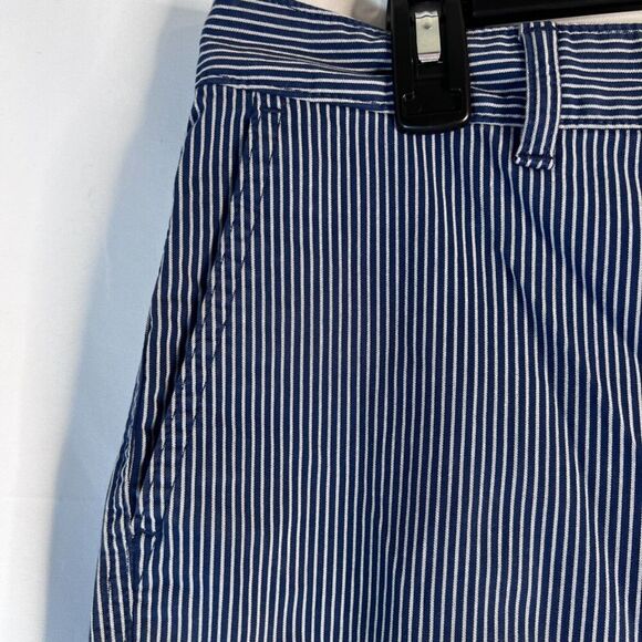 M&S Collection Navy White Striped Bermuda Cotton Casual Shorts Size 14 - Picture 4 of 10